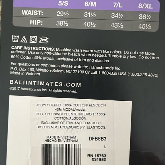 NWT Bali 4 Pack Briefs ~softest panty size Large - Picture 4 of 5